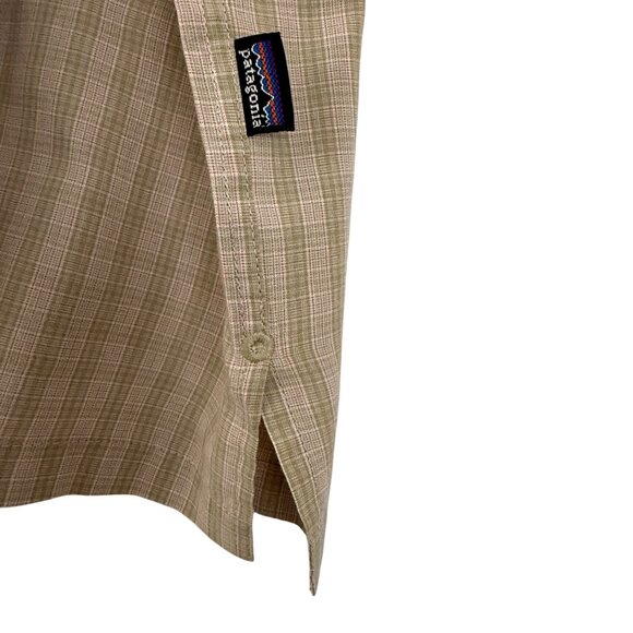 Patagonia Shirt Men's XXL Button-Up‎ Long Sleeve Vented Back Pockets Plaid Beige - Picture 10 of 13